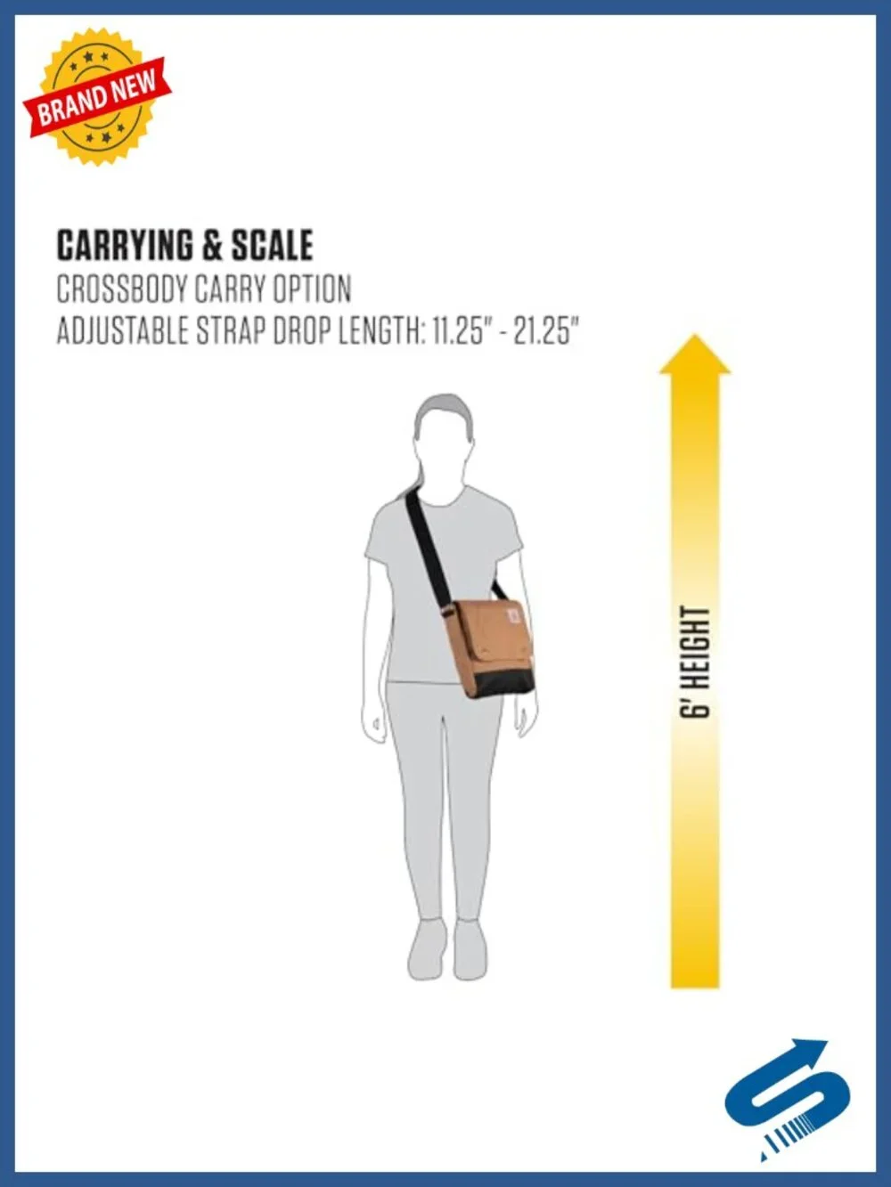 Crossbody Snap Bag, Durable Adjustable Shoulder Bag with Flap Over Snap Closure